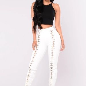 X’s And O’s Lace Up Pants- White Fashionnova